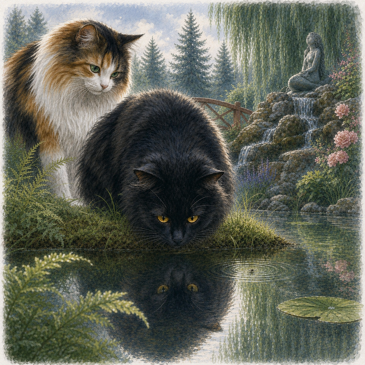 Coco and Lala at the pond